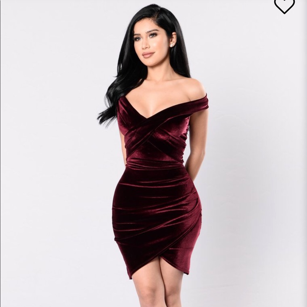 Burgundy Fashion Nova Velvet Dress